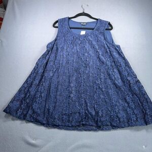 Roz & Ali Women's 2X‎ Navy Blue Floral Lace Overlay Top Plus Size NWT Elegant